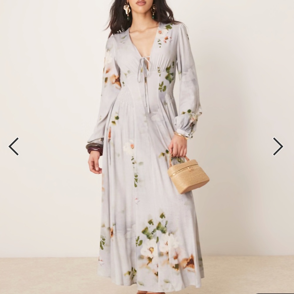 ASOS v-neck long sleeve midi dress